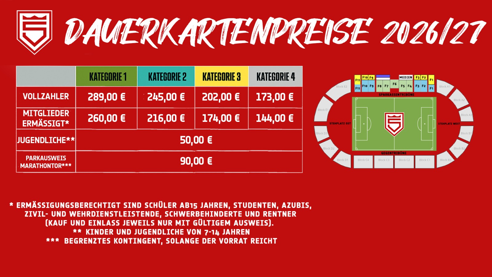 Dauerkartenpreise 2025/26